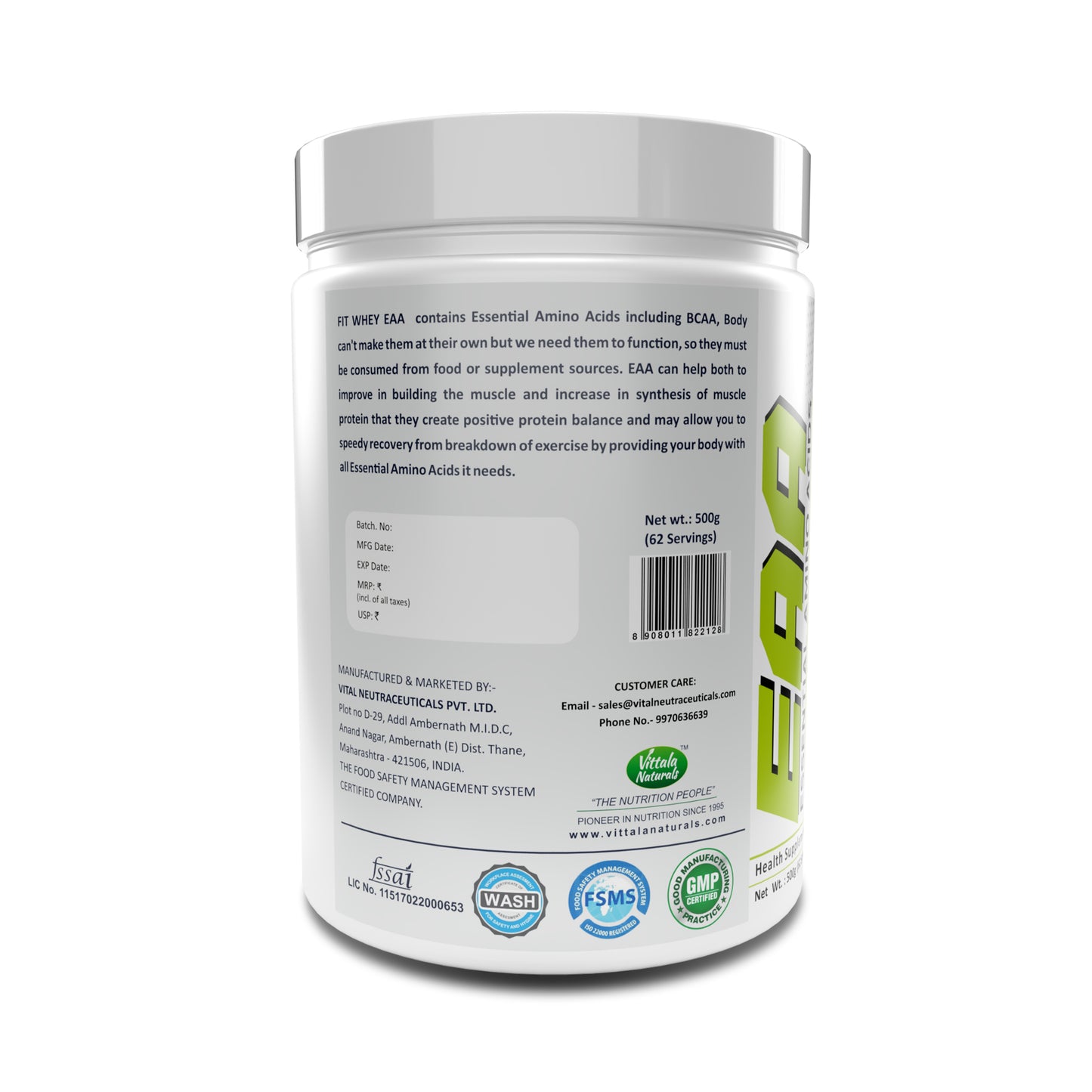 "Fitwhey EAA (Essential Amino Acids) - BCAA (Leucine, Isoleucine, Valine 2:1:1), Pre Workout - Lychee flavor | 62 servings "