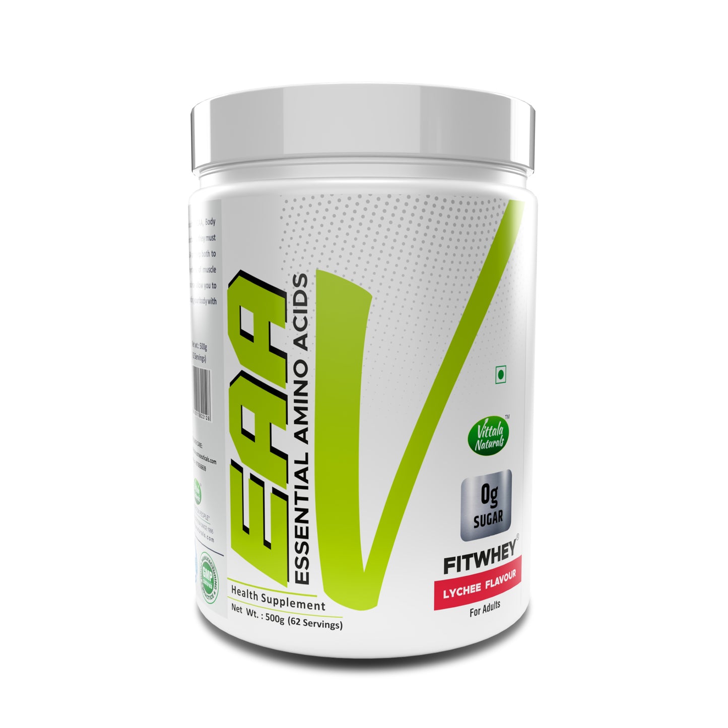 "Fitwhey EAA (Essential Amino Acids) - BCAA (Leucine, Isoleucine, Valine 2:1:1), Pre Workout - Lychee flavor | 62 servings "