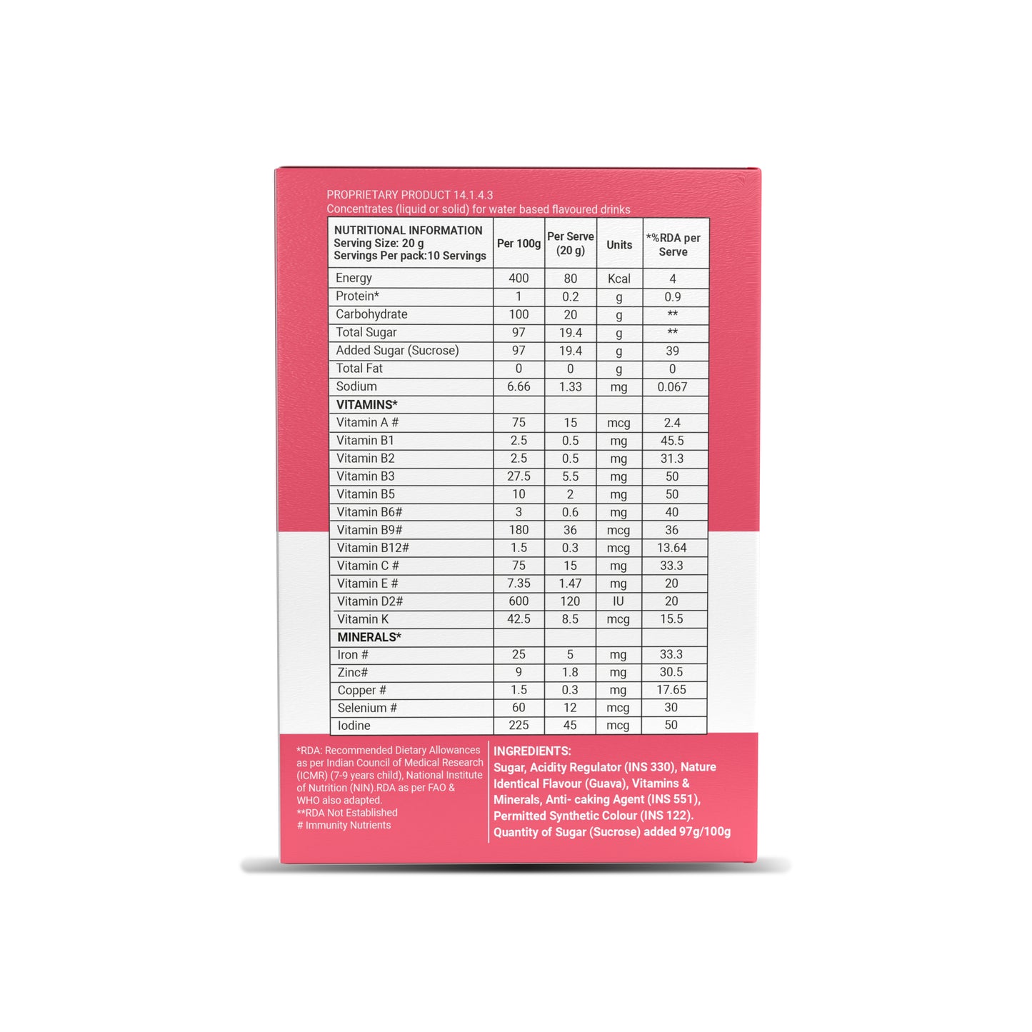 ENERZOOM Water-Based Instant Drink Mix With Immunity Building Nutrients
