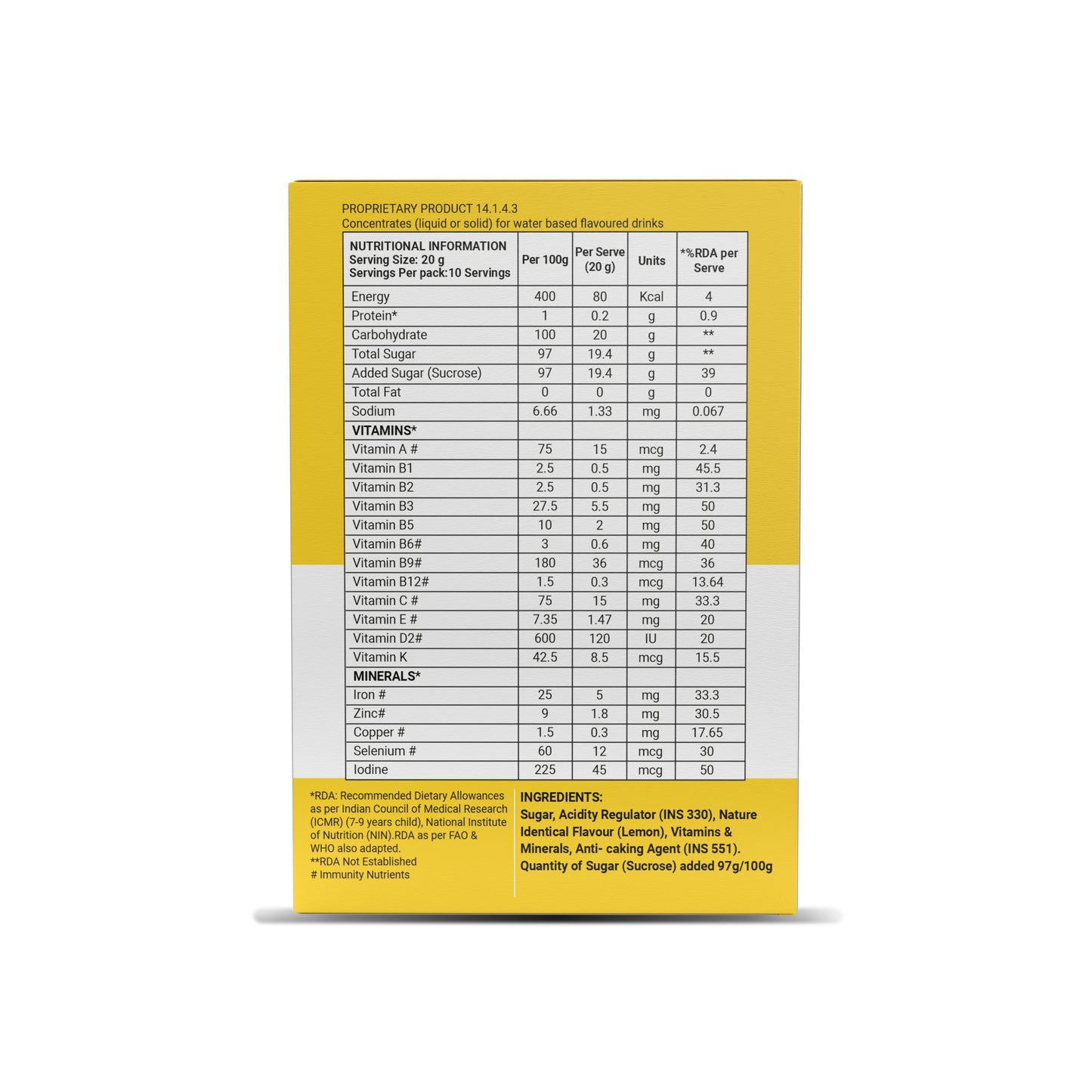 ENERZOOM Water-Based Instant Drink Mix With Immunity Building Nutrients
