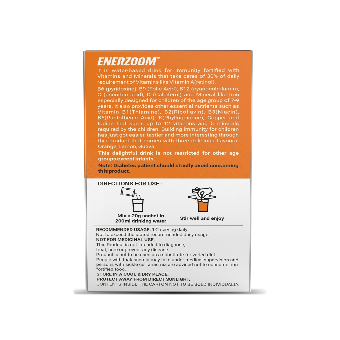 ENERZOOM Water-Based Instant Drink Mix With Immunity Building Nutrients