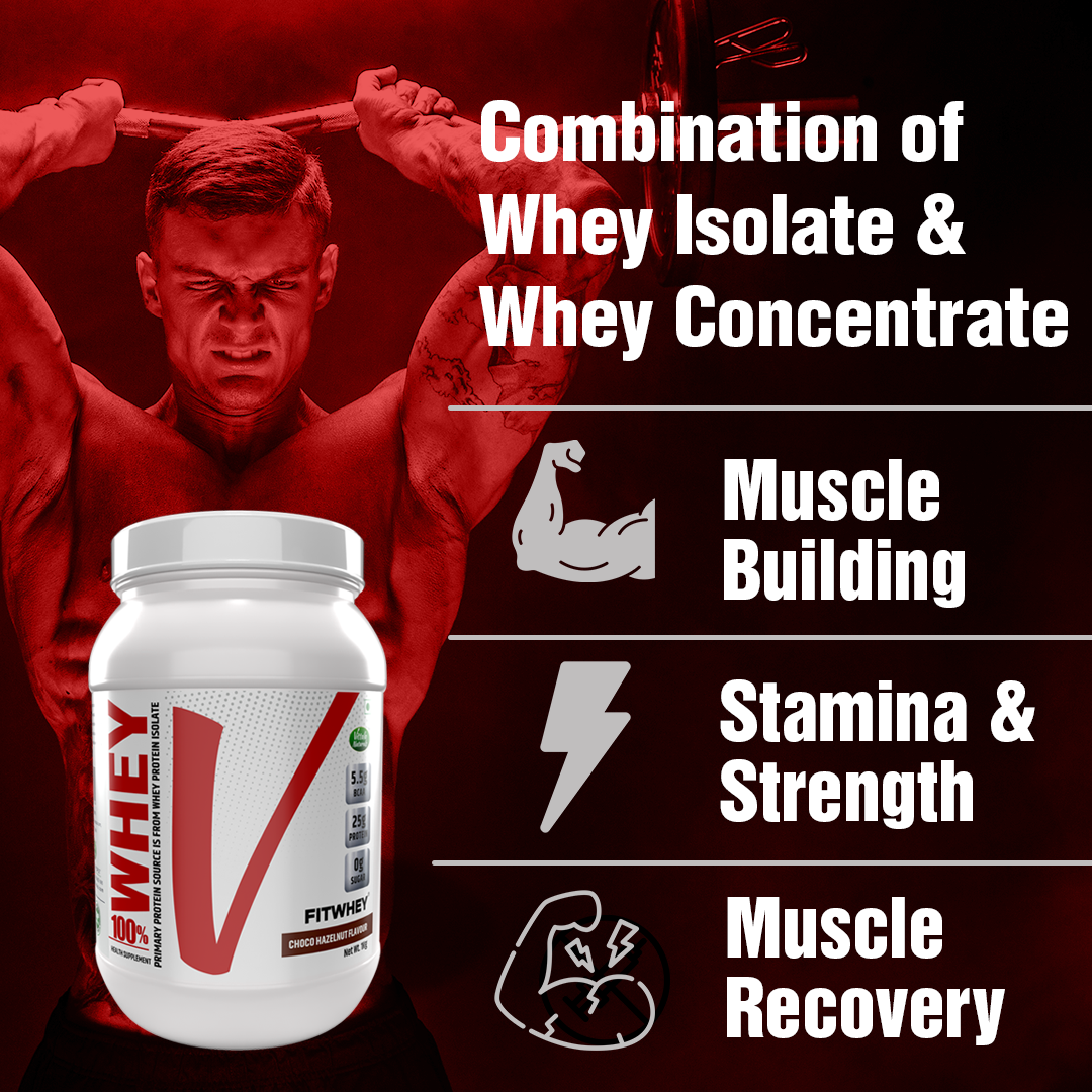 Fitwhey 100% Whey Protein, Premium Blend of Whey Protein Concentrate & Whey Protein Isolate| 25 g Protein per Serving