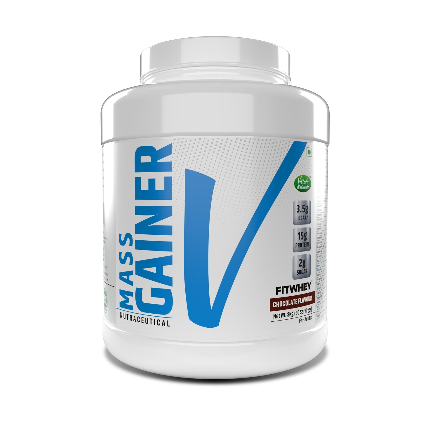 Fitwhey Mass Gainer with Whey Protein, Creatine Monohydrate & L-Glutamine | Enriched with Multivitamins & Minerals | 30 servings