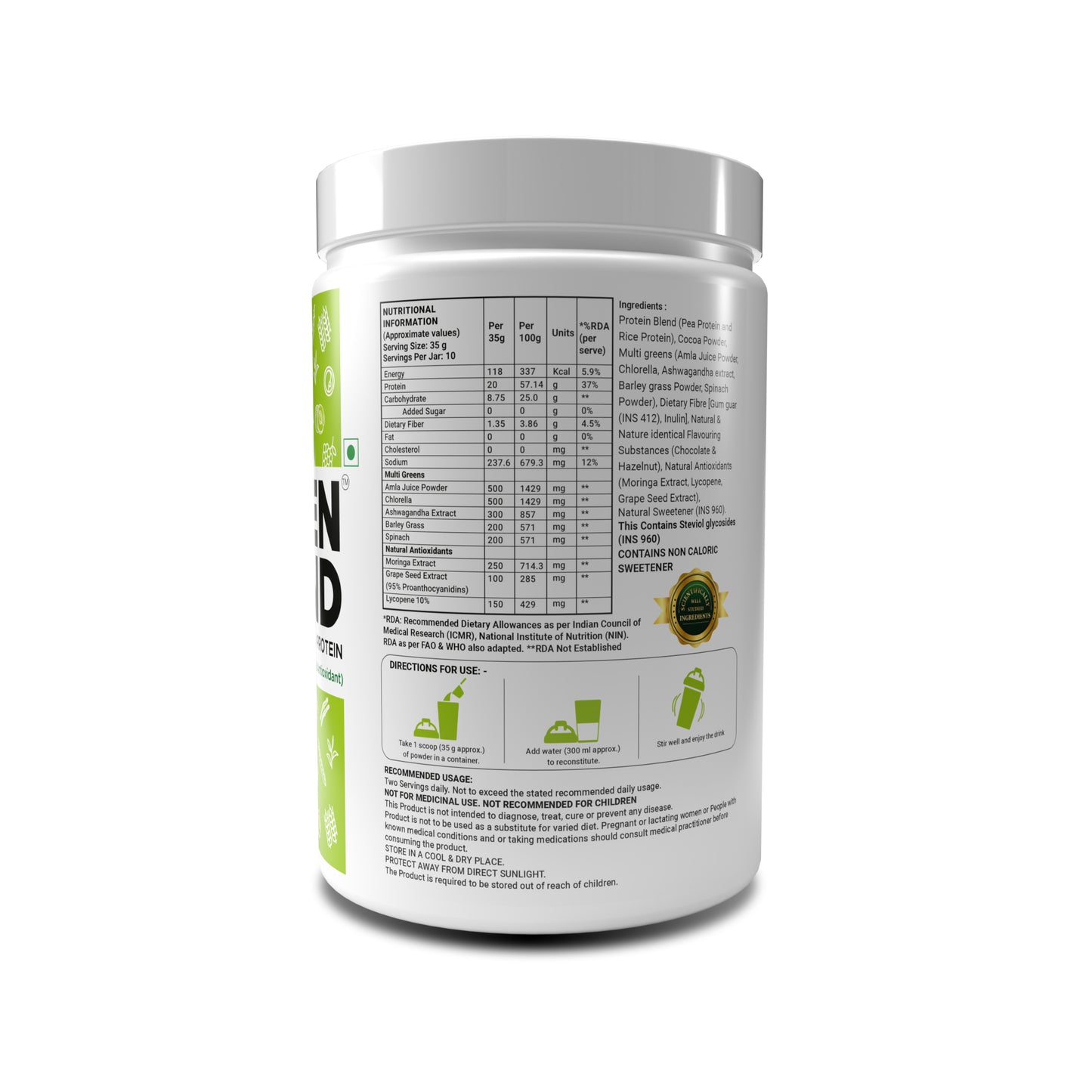Green Blend Plant Based Protein With Multigreens And Natural Antioxidants For Weight Management