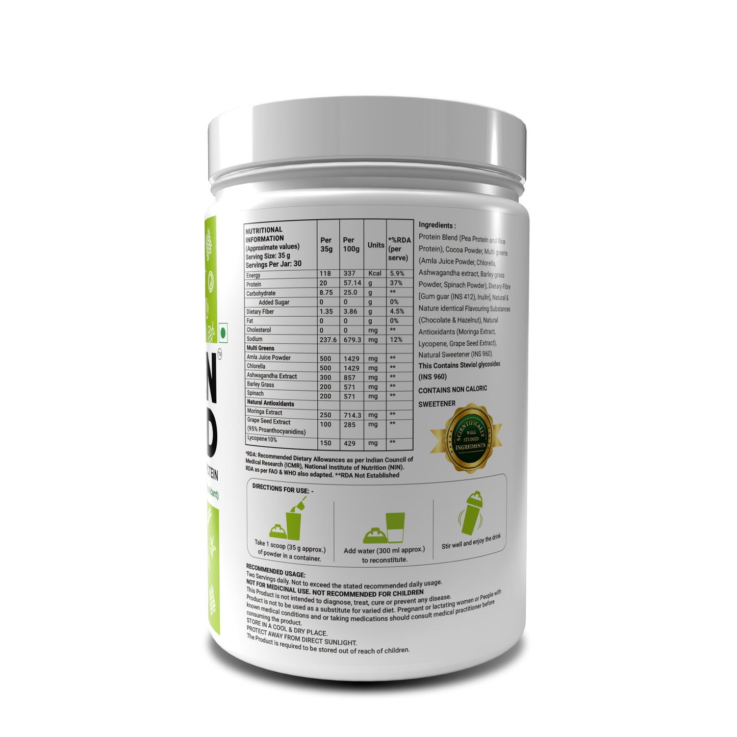 Green Blend Plant Based Protein With Multigreens And Natural Antioxidants For Weight Management