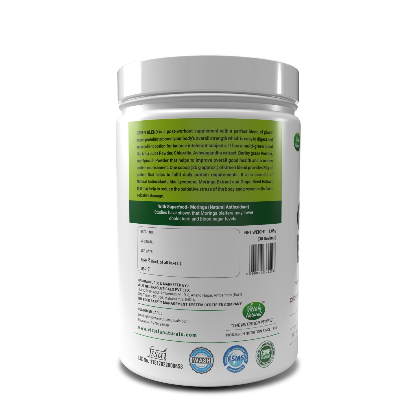 Green Blend Plant Based Protein With Multigreens And Natural Antioxidants For Weight Management