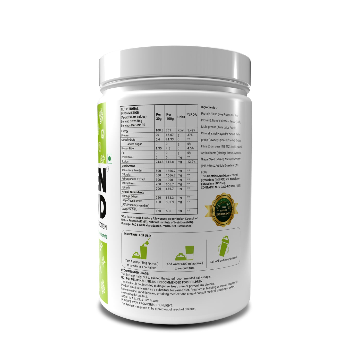 Green Blend Plant Based Protein With Multigreens And Natural Antioxidants For Weight Management