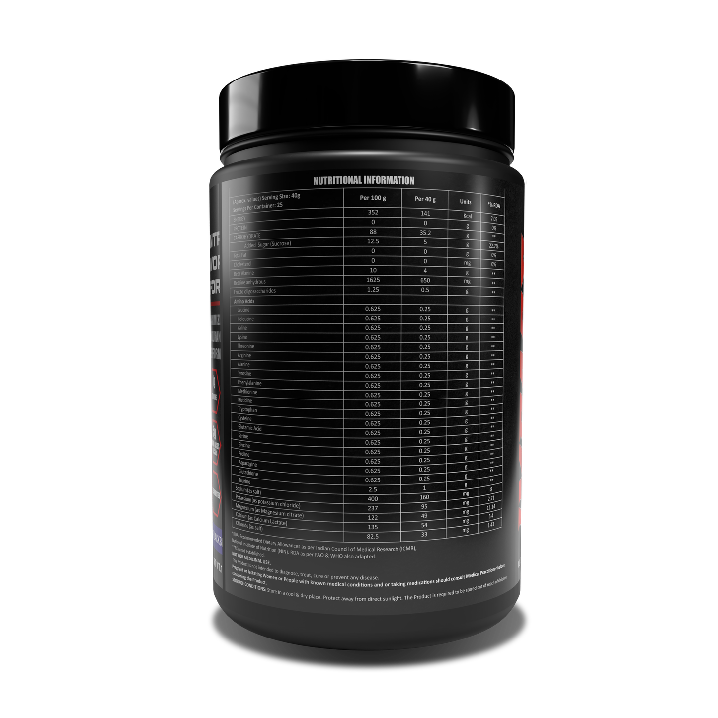 Impact Intra Workout Formula with beta alanine, taurine ,amino acids & BCAAs, electrolytes for building the muscles and enhancing the overall performance