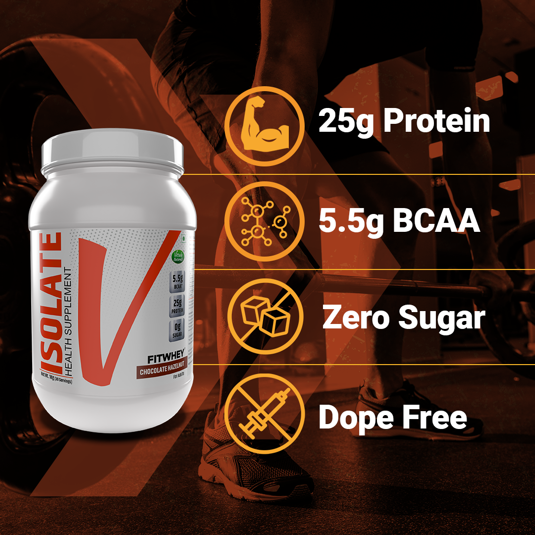 Fitwhey Isolate with 5.5g BCAA | 25g Whey Protein Isolate Per Serving | The Lightest, Tastiest Shake I Easily Palatable