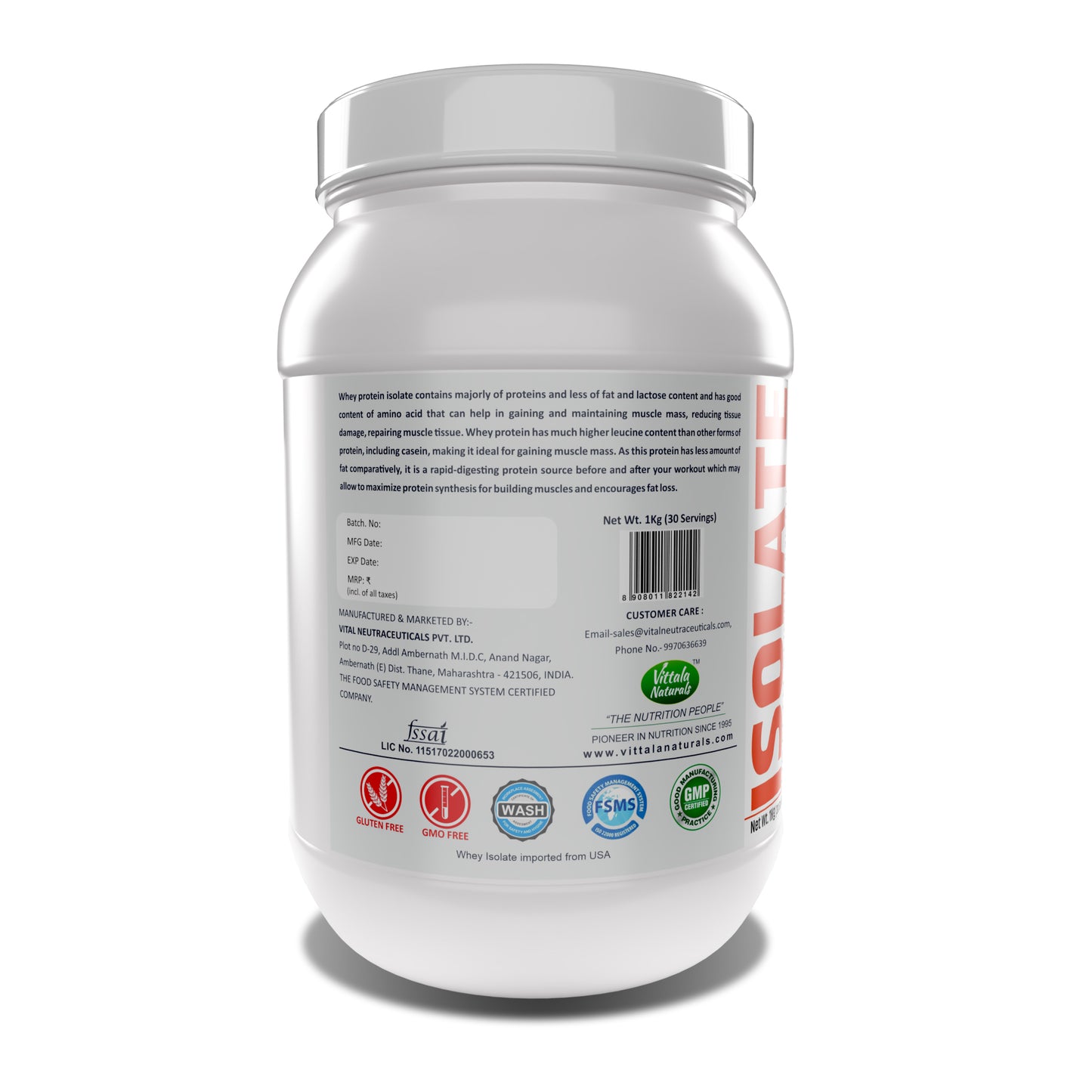 Fitwhey Isolate with 5.5g BCAA | 25g Whey Protein Isolate Per Serving | The Lightest, Tastiest Shake I Easily Palatable
