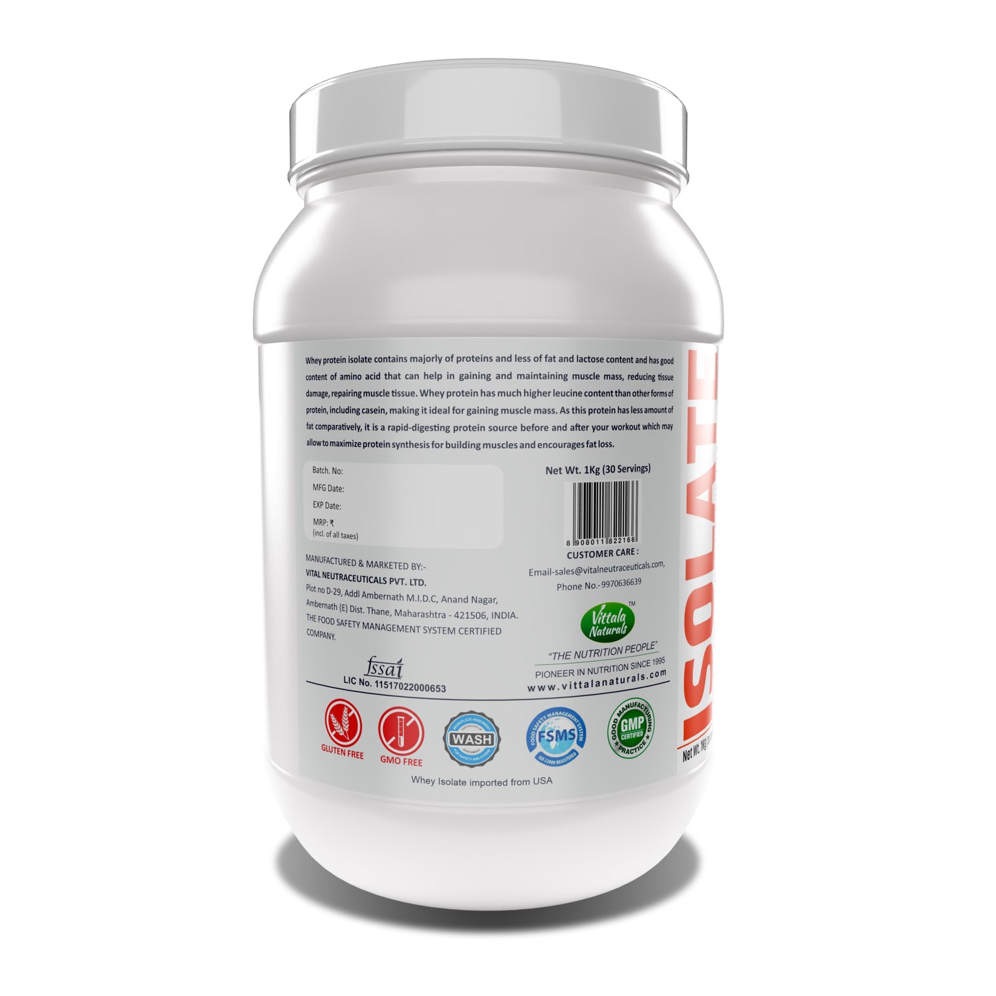 Fitwhey Isolate with 5.5g BCAA | 25g Whey Protein Isolate Per Serving | The Lightest, Tastiest Shake I Easily Palatable