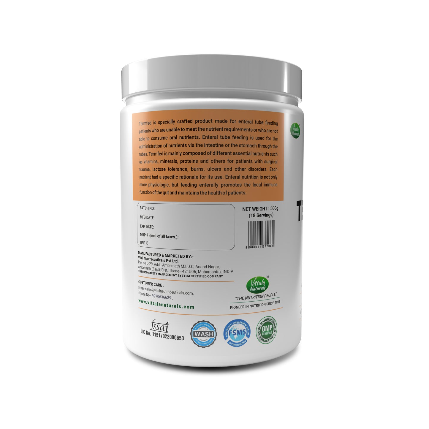 Termfed - Enteral Protein Food With Multivitamins And Multi Minerals To Provide Nutritional Support For Terminally Ill patients.