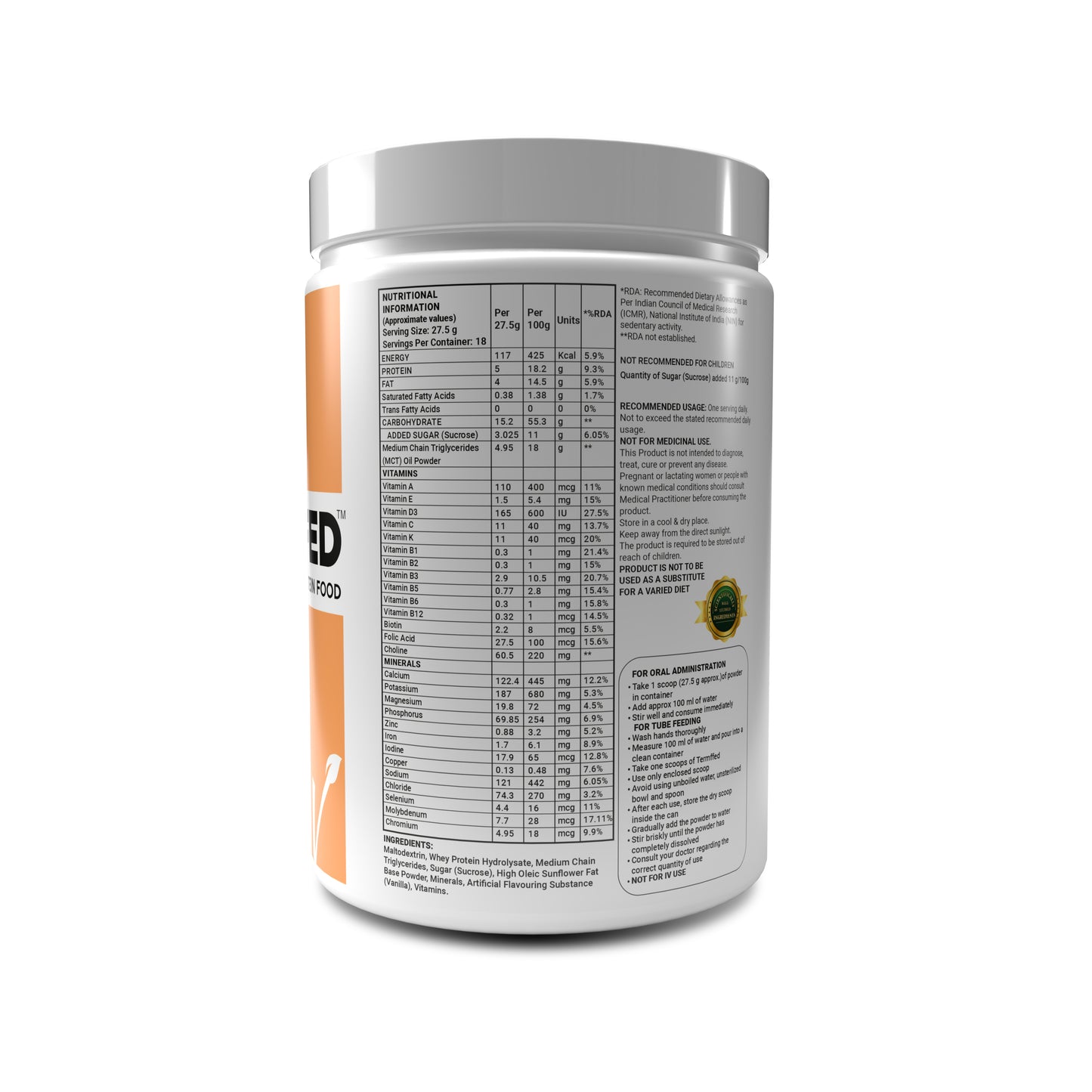 Termfed - Enteral Protein Food With Multivitamins And Multi Minerals To Provide Nutritional Support For Terminally Ill patients.
