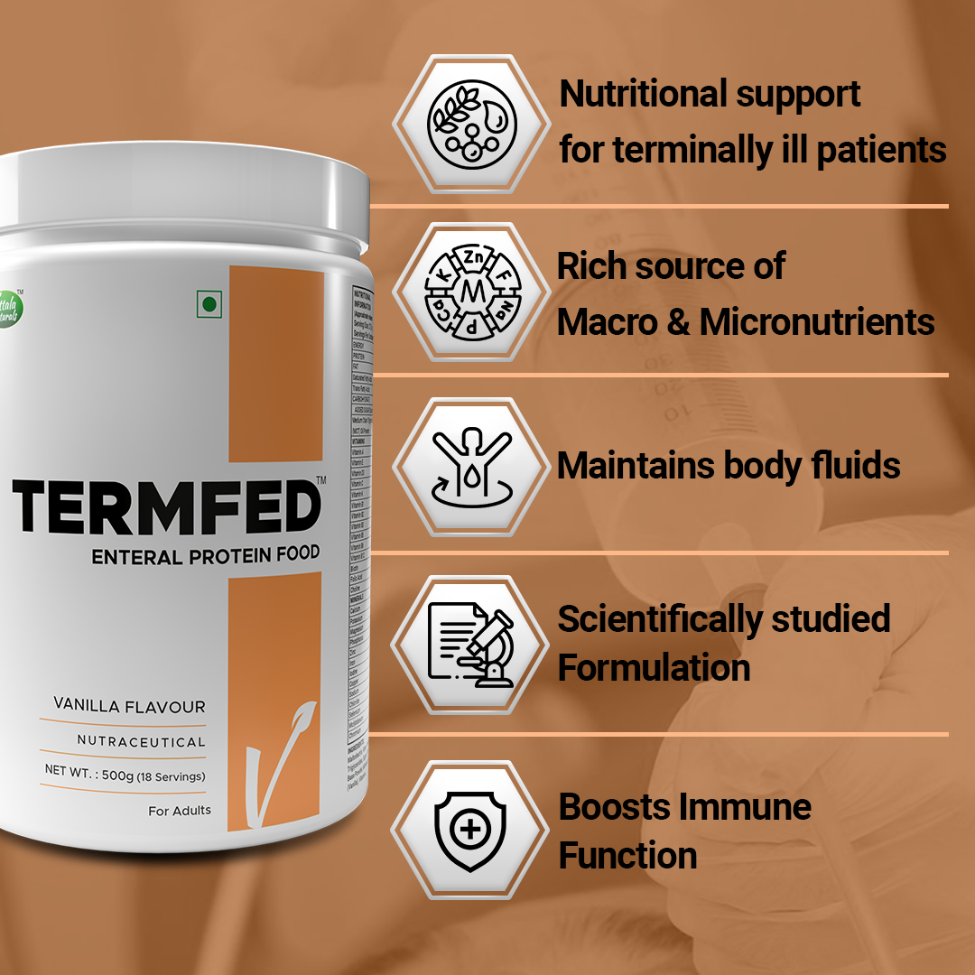 Termfed - Enteral Protein Food With Multivitamins And Multi Minerals To Provide Nutritional Support For Terminally Ill patients.