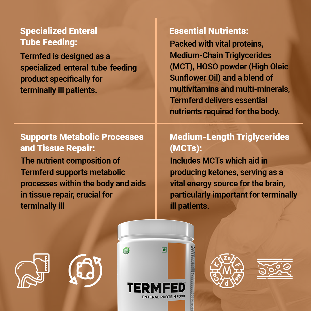 Termfed - Enteral Protein Food With Multivitamins And Multi Minerals To Provide Nutritional Support For Terminally Ill patients.