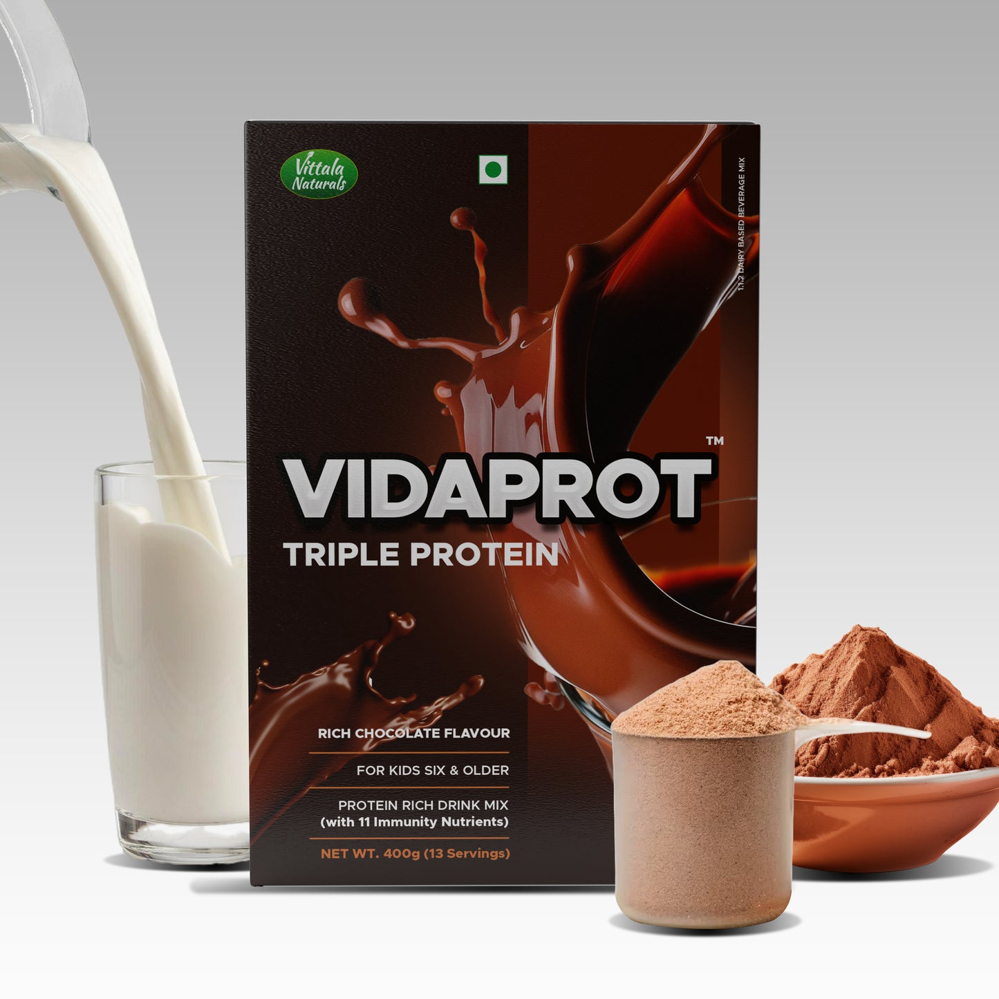 Vidaprot Triple Protein Rich Drink Mix Powder For Children With 23 Vital Vitamins And Minerals