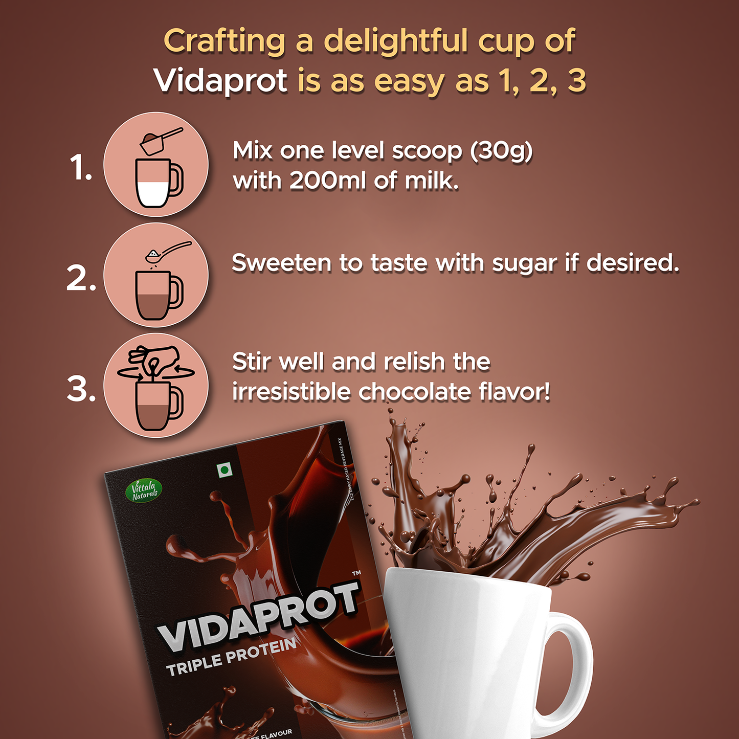 Vidaprot Triple Protein Rich Drink Mix Powder For Children With 23 Vital Vitamins And Minerals