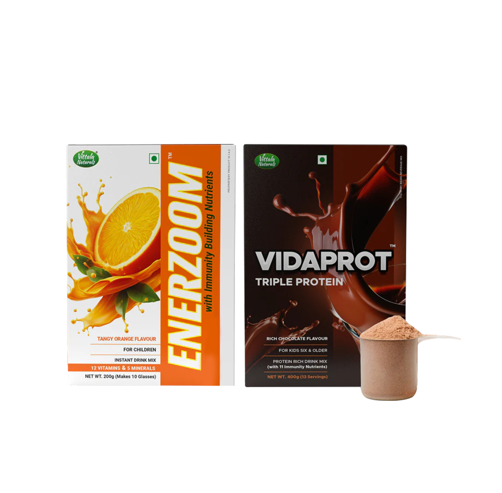 Combo Of Vidaprot Protein Drink Mix Powder + Enerzoom Instant Drink Mix (1 Box Any flavour)