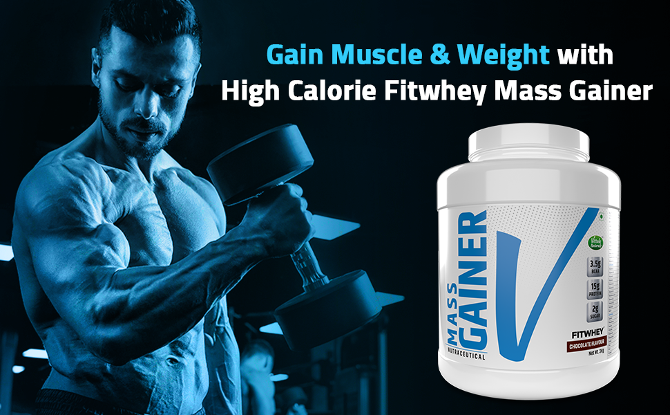 Fitwhey Mass Gainer with Whey Protein, Creatine Monohydrate & L-Glutamine | Enriched with Multivitamins & Minerals  | 30 servings