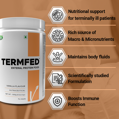 Termfed - Enteral Protein Food With Multivitamins And Multi Minerals To Provide Nutritional Support For Terminally Ill patients.